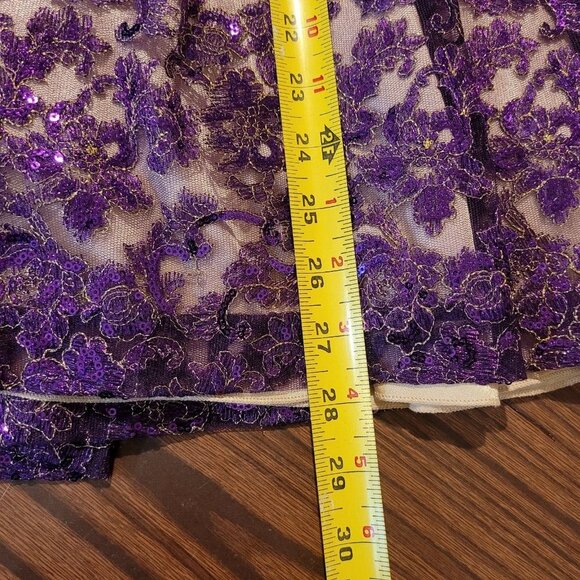 NWT Roberta Off the Shoulder Floral Lace Rhinestone Satin Party Mini Dress Small - Picture 12 of 12